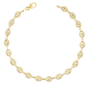Bracelet Or Jaune Maille Grain de Café - Homme