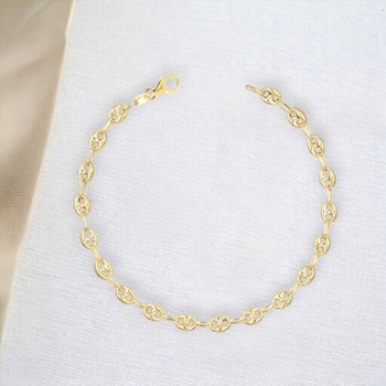 Bracelet Or Jaune Maille Grain de Café - Homme