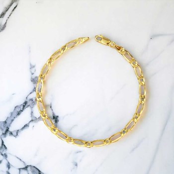 Bracelet Or Jaune Maille Figaro Alternée 1+1 - Homme