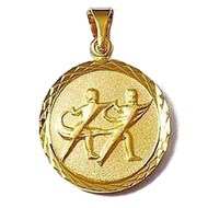 Pendentif médaille astrologique zodiaque Gémeaux en plaqué or