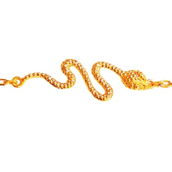 Bracelet breloques femme enfant serpent en plaqué or - 18cm