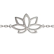 Bracelet femme enfant breloque fleur de lotus évidé en argent 925°/00 - 18cm