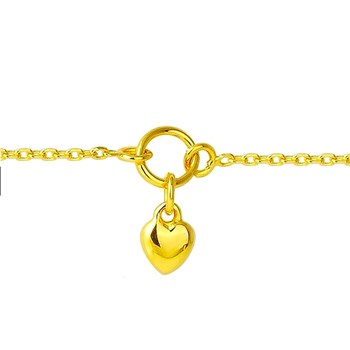 Bracelet de cheville chevillère breloque coeur en plaqué or 23-25 cm