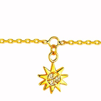Bracelet de cheville chevillère breloque soleil en plaqué or 25-27 cm