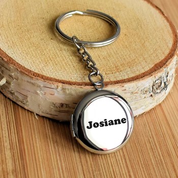 Keyring medallion photo steel personalized engraving recto verso