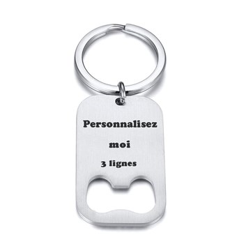 Flat bottle opener key ring custom engraving stainless steel
