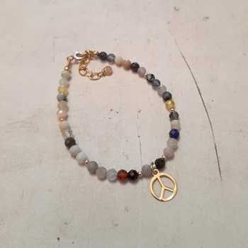 Bracelet Pierres Naturelles et Argent 925 Doré Peace