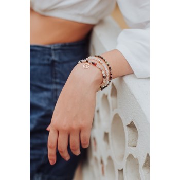 Bracelet Pierres Naturelles et Argent 925 Doré Peace