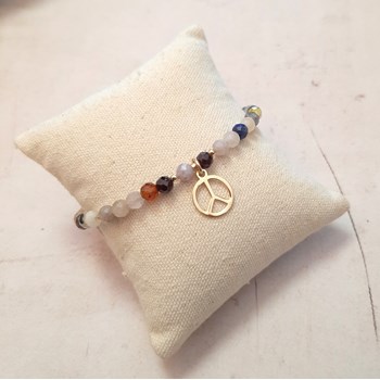Bracelet Pierres Naturelles et Argent 925 Doré Peace