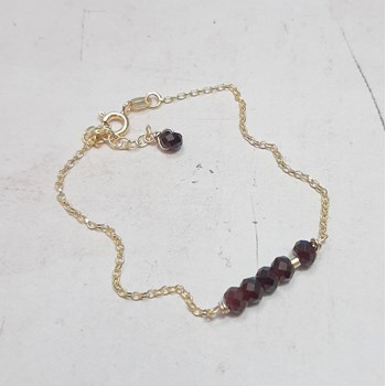 Bracelet Grenat en Argent 925 Doré Maya