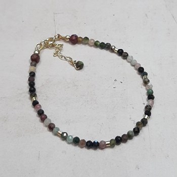 Bracelet Tourmaline Multicolore et Argent 925 Doré