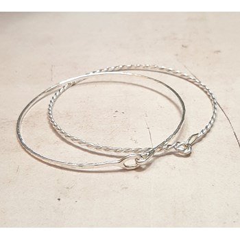 Duo Set of Sterling Silver Joncs Bracelets