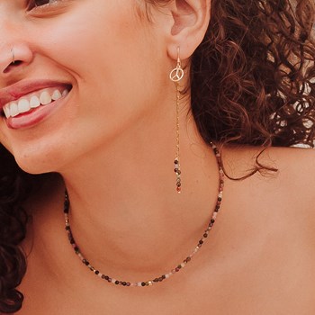 Collier Tourmaline Multicolore et Argent 925 Doré