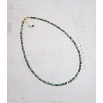 Collier Turquoise Verte et Argent 925 Doré