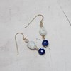 Boucles d'oreilles Pierre de Lune et Lapis-Lazuli Argent 925 Doré - vue V2