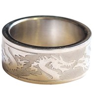 Bague anneau homme motif dragon taille 68 en acier inoxydable