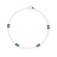 Bracelet en argent 925 rhodié avec oxydes de zirconium teintés vert