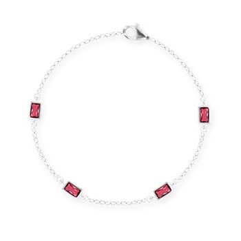 Bracelet en argent 925 rhodié avec oxydes de zirconium teintés rouge