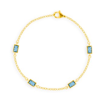 Bracelet plaqué or avec oxydes de zirconium teintés bleu