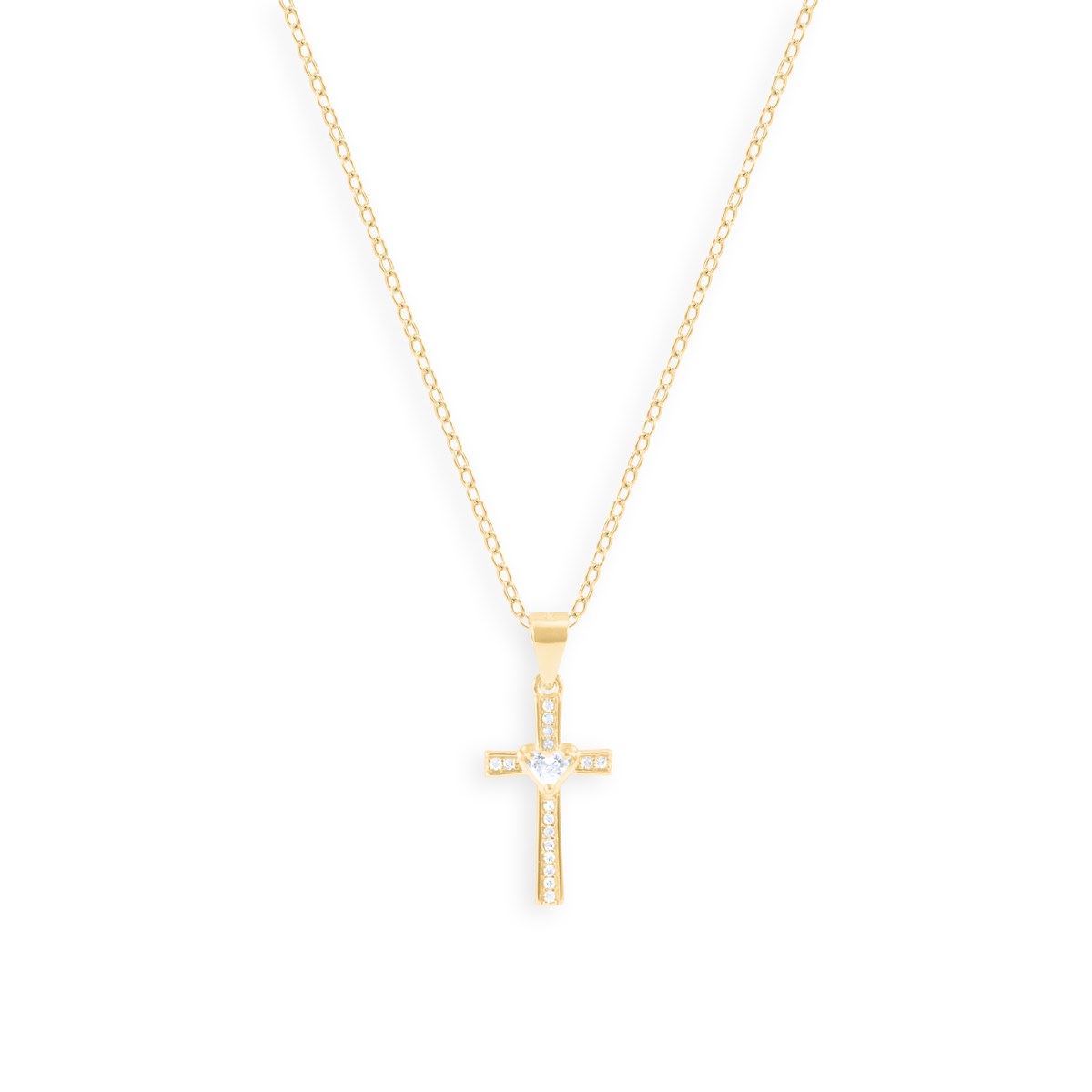 Collier croix plaqué or avec oxydes de zirconium