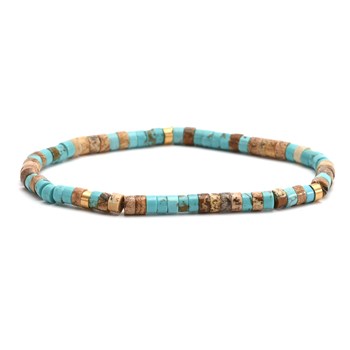 Bracelet Perles Heishi  Turquoise Bleu Bambou 4mm