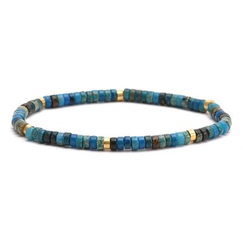 Bracelet Perles Heishi  Jaspe Bleu Impériale 4mm