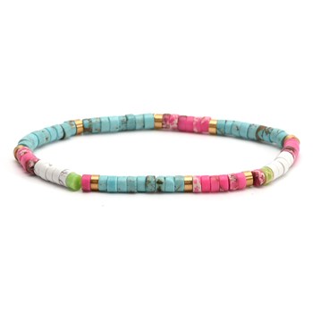 Bracelet Perles Heishi  Turquoise Blanche Bleu Jaspe Rose 4mm