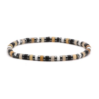 Bracelet Perles Heishi  Turquoise Blanche Hématite Agate Noir 4mm