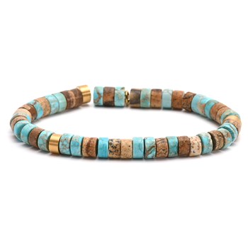 Bracelet Perles Heishi  Turquoise Bleu Bambou