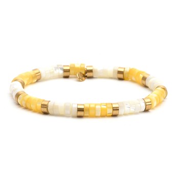 Bracelet Perles Heishi  Jaspe Jaune Blanc