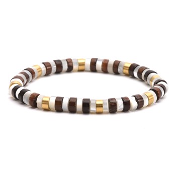 Bracelet Perles Heishi  Turquoise Blanche oeil De Tigre
