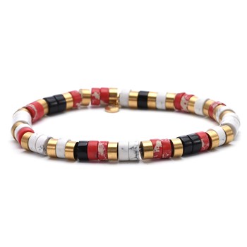 Bracelet Perles Heishi  Turquoise Blanche Agate Noir Jaspe Rouge