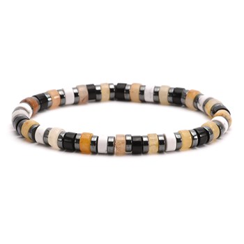 Bracelet Perles Heishi  Turquoise Blanche Hématite Agate Noir