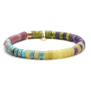Bracelet Perles Heishi Turquoise Améthyste Jaspe Rouge Impérial Améthyste Jaspe Jaune