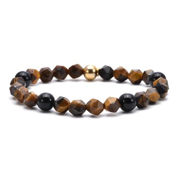Bracelet Perles Facettées Pierres Naturelles Agate Et oeil De Tigre