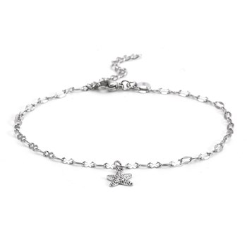 Sixty Stones - 60 - Silver Starfish Anklet Chain - 25 X 0,4 Cm