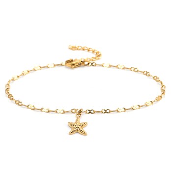 Zestig Stenen - 60 - Gouden Zeester Enkelband Ketting - 25 X 0,4 cm