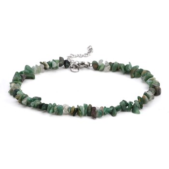 Sixty Stones - 60 - Anklet Chain Natural Stone Beads Chips Onyx Green - 25 X 0,4 Cm