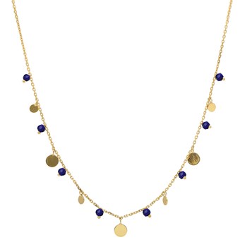 Collier Argent Doré Pampilles Et Pierres Naturelles Lapis