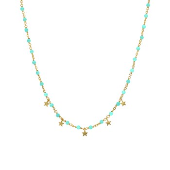 Zilveren ketting met sterren en Amazonietstenen