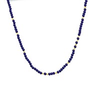 Collier Argent Doré Simple Perles Lapis Lazuli