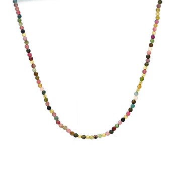 Simple Silver Necklace Multi-tourmaline beads