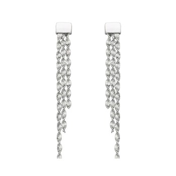Boucles D'oreilles Argent Rhodiées Triples Mailles Diamantées
