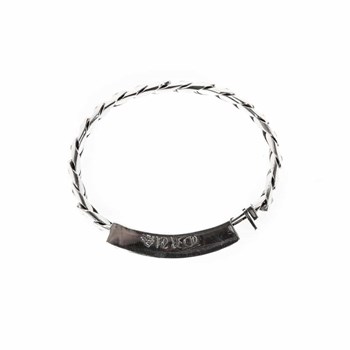Gourmette Bracelet Moderne Argent Pierre Noire