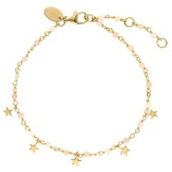 Bracelet Argent Doré étoiles Pierres Naturelles Opale Rose