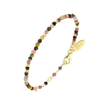 Bracelet Argent Doré Simple Perles Naturelles Tourmaline