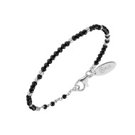 Bracelet Argent Rhodié Simple Perles Naturelles Noires