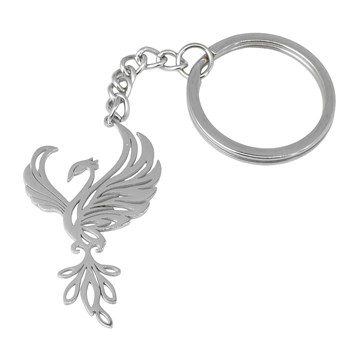 Porte-clés phénix ajouré en acier