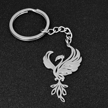 Porte-clés phénix ajouré en acier