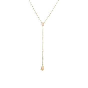 Collier Argent Doré Cravate Pierres Opale Rose